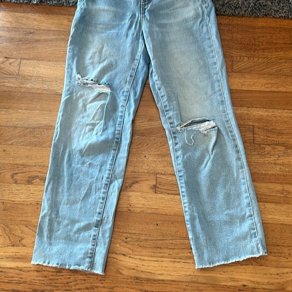 FRAYED High Rise Straight Light Blue Jeans Size 25 - Picture 5 of 11